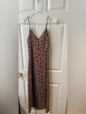 a new day Brown Leopard Slip Maxi Dress with Spaghetti Straps